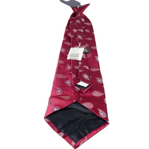 Wembley NWT Boys' Clip-On Red Paisley Tie - Picture 2 of 10